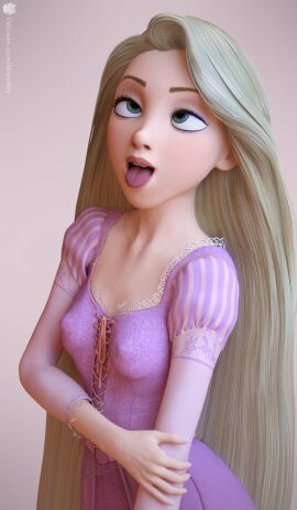 1girls 3d ahe_gao blonde_hair breasts clothed clothing disney female green_eyes long_hair missally rapunzel small_breasts standing tangled tongue tongue_out