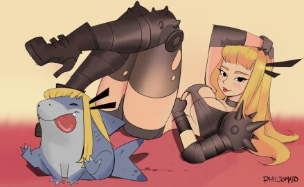 1girls 2d big_breasts blonde_hair breasts cleavage cute female female_only fully_clothed high_heels jeff_the_land_shark magik_(illyana_rasputin) magik_(marvel_rivals) marvel marvel_comics marvel_rivals philtomato taller_female thick_thighs tongue underboob x-men