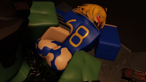 1boy 1girls 3d bloxmodeller fallout female from_behind grabbing_arm grabbing_hips male ripped_clothing roblox robloxian sex super_mutant tagme vault_girl