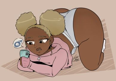 1boy 1femboy 2d 2d_(artwork) afro_puffs all_fours arched_back ass ass_bigger_than_head ass_up big_ass bigpapapickle blonde_hair boner brown_eyes dark-skinned_femboy dark-skinned_male dark_skin erection femboy girly hoodie leekcheek male male_symbol original original_character panties phone plump pouty_lips self_upload sissy socks solo solo_femboy solo_male thick thick_ass thick_hips thick_lips thick_thighs