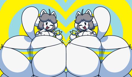 ass big_ass big_butt bikini bubble_ass bubble_butt female gravtitty high_on_temmie_flakes presenting_ass presenting_hindquarters temmie temmie_(undertale) thick_ass thick_thighs twitter_username undertale undertale_(series)