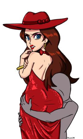ass backless_dress big_ass blue_eyes brown_hair brunette_hair cropped cropped_legs fat_ass female golden_bracelets golden_earrings gummidx long_brown_hair long_hair mario_(series) nintendo no_background pauline pink_eyeshadow posing red_dress red_hair red_lipstick sequin_dress squeezing_butt super_mario_bros. super_mario_odyssey thick thick_ass thick_thighs thighs white_background