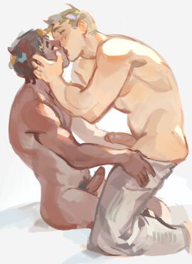 2boys arvve delicious_in_dungeon gay kabru kissing laios_touden male male/male male_only penis penis_out