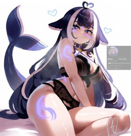 blush body_tattoo breath breathing female indie_virtual_youtuber lingerie lingerie_only orca shylily solo the_bikini_bottoms virtual_youtuber