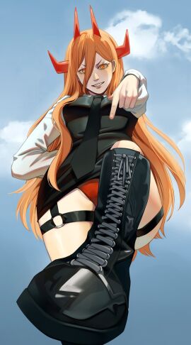 1girls black_footwear blonde_hair boot_fetish boot_worship boots breasts chainsaw_man clenched_teeth commentary cosiecottage cross-laced_footwear demon_horns female female_domination femdom foot_fetish foot_worship full_body gold_eyes hair_between_eyes highres horns indoors knee_boots kneehighs lace-up_boots laced_boots leather leather_boots leg_strap light_blush long_hair long_sleeves looking_at_viewer medium_breasts miniskirt panties parted_lips pink_hair power_(chainsaw_man) pubic_hair red_horns red_panties sharp_teeth shiny_clothes shiny_footwear shirt shoe_fetish shoe_worship skirt smile solo solo_female symbol-shaped_pupils teeth thick_thighs thigh_boots thigh_strap thighs underwear white_shirt yellow_eyes