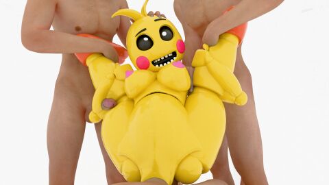 1girls 3boys 3d animatronic bulge completely_nude female five_nights_at_freddy's five_nights_at_freddy's_2 fnaf foursome gangbang held_down male nude penetration questionable_consent reversemilkman robot robot_girl sex sex_slave sex_toy slave straight toy_chica toy_chica_(fnaf) yellow_body