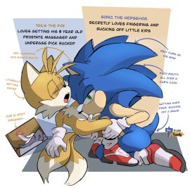 2boys anitwenty anthro anthro_only creepy cub english_text fingering fingering_partner gay gloves green_eyes male male_cub male_only miles_tails_prower penis prostate_massage sega shoes small_cock small_penis sonic_(series) sonic_the_hedgehog sonic_the_hedgehog_(series) stated_age submissive tails tails_the_fox text young younger_male