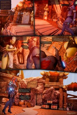 absurd_res blizzard_entertainment blue_body comic duo english_text green_body gynomorph hi_res huge_filesize intersex intersex/intersex introduction magniym orc text troll_(mythology) warcraft