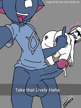 1boy 1girls anus balls cum cum_drip cum_dripping cum_dripping_out_of_pussy cum_in_pussy cum_on_floor female male middle_finger penis pussy sex straight tongue tongue_out vaginal_penetration