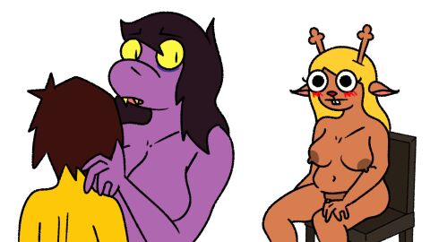 antlers chubby chubby_female completely_nude completely_nude_female cuck cuck_chair cuckquean deltarune furry furry_female furry_on_human human_on_furry kris_(deltarune) long_hair meme meme_reference noelle_holiday purple_skin scalie scalie_female susie_(deltarune) tagme vanveleca video yellow_sclera