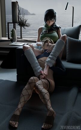 1boy 1girls 3d 7evenscrews cloud_strife couch crossdressing crossdressing_male erection feet female femboy femboysub femdom feminine_male final_fantasy footjob male malesub partially_clothed self_upload stockings tagme thumb_in_mouth yuffie_kisaragi