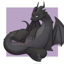 2024 aileen_fritani anthro anus black_body black_scales dragon european_mythology female flat_chested genitals hi_res mythological_creature mythological_scalie mythology noodlestoat nude nude_female presenting presenting_pussy pussy scales scalie semi-anthro solo solo_farming_in_the_tower spread_legs spreading western_dragon