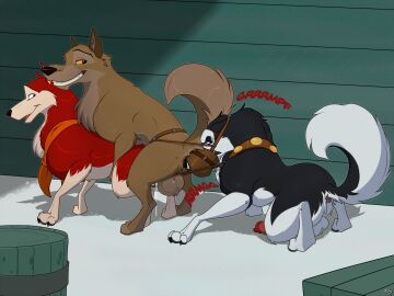 alaskan_malamute angry animal_genitalia animal_penis animal_pussy anus balls balto balto_(series) bandana big_balls bodily_fluids bondage bound brown_body brown_fur canid canine canine_genitalia canine_penis canine_pussy canis cross-popping_vein cum cum_drip detailed_background digitigrade domestic_dog dripping erection female feral feral_on_feral feral_penetrated feral_penetrating feral_penetrating_feral forced_sniffing fur genital_fluids genitals group hi_res husky hybrid jenna_(balto) kerchief male male/female male/male male/male/female mammal mcfan muzzle_(object) muzzled neckerchief nordic_sled_dog outside penetration penile penile_penetration penis penis_in_pussy pussy quadruped red_body red_fur restraints rope rope_bondage rope_harness sex smile snow spitz steele_(balto) submissive submissive_male tail taunting trio universal_studios vaginal_penetration winter wolf wolfdog