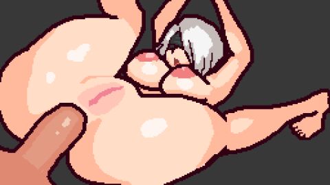 1girls 2d_animation anal anal_sex animated arms_up ass big_breasts bouncing_ass bouncing_breasts breasts female from_behind loop nier:_automata nipplepiercin6 on_back piledriver_position pink_pussy pixel_(artwork) pixel_animation pixel_art pussy sex simple_background solo_focus tagme white_hair yorha_2b