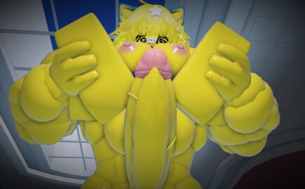 1boy 1girls 3d barefoot big_breasts big_penis breasts completely_nude female full_body giant_penis imminent_penetration lifting lilix_rr34 male naked naked_female neko noob nude nude_female penis roblox robloxian