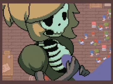 akai_(ugokashitari) animated animation blonde_hair boobjob breasts cum cum_on_breasts cum_on_ribs female female/male female_focus game_cg genitalia green_body green_bones handjob horizontal_image horizontal_video longer_than_10_seconds loop male male/female princess_and_conquest sex short_playtime shorter_than_10_minutes shorter_than_30_seconds shorter_than_3_minutes shorter_than_five_minutes shorter_than_four_minutes shorter_than_one_minute shorter_than_two_minutes skeleton skeleton_girl yellow_clothing yellow_hair