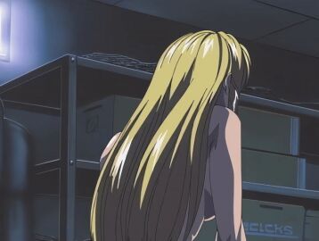 00s 1boy 1girls 2001 animated anime_screenshot ass bible_black bible_black_night_of_the_walpulgiss blonde_hair bouncing_ass breasts cowgirl_position drill_hair female huge_ass indoors long_hair minase_taki nude penis school sex shiraki_rika sideboob storage_room straddling straight tagme thighs uncensored vaginal_penetration
