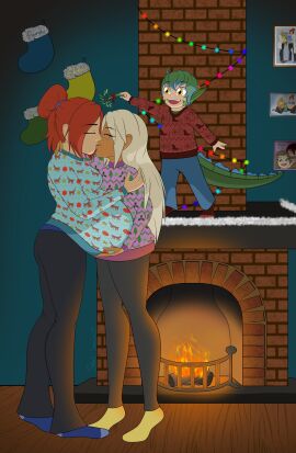 2girls commission female fire hyper_belly pregnant spaceseacow tan-skinned_female