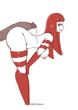 1boy 1girls areolae ass bending_forward bending_over bent_over big_ass big_breasts big_penis breasts cum cum_drip cum_dripping cum_dripping_from_penis cum_on_back cum_on_body digital_drawing_(artwork) digital_media_(artwork) eyelashes faceless_male female female_focus half-closed_eyes hands_on_legs hi_res hot_dogging huge_cock leaning_forward long_hair long_penis looking_at_viewer male male/female multicolored_body multicolored_eyes naked naked_female nipples nude nude_female original original_character penis penis_on_ass pinup quin-nsfw red_hair scarlet_(quin-nsfw) side_view smile smiley_face smiling smiling_at_viewer standing tagme white_body