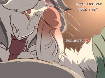 2025 4:3 anthro aolieloong balls blush bodily_fluids canada_lynx cum dialogue disney duo english_text erection father_(lore) father_and_child_(lore) father_and_son_(lore) felid feline genital_fluids genitals heart_symbol hi_res humanoid_genitalia humanoid_penis incest_(lore) lynx male male/male mammal milton_lynxley parent_(lore) parent_and_child_(lore) parent_and_son_(lore) pawbert_lynxley penis son_(lore) text zootopia