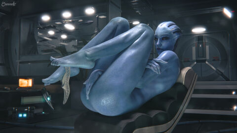 1girls 3d alien asari ass bioware blue_eyes blue_skin breasts ceeeeekc covering_breasts covering_pussy covering_self feet female female_only freckles hand_on_pussy liara_t'soni looking_at_viewer mass_effect masturbation nude panties panties_around_ankle panties_around_foot posing pussy soles solo solo_female teasing toes