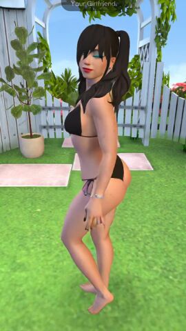 ass ass_focus ass_grab bikini black_hair bouncing_ass bra bracelets breasts dancing earrings eyeshadow fair-skinned_female flashing_breasts garden grabbing_ass grabbing_own_ass green_eyes high_quality high_resolution highres light-skinned_female necklace outside painted_nails pale-skinned_female panties replika_ai sacredcourage self_upload shaking_ass solo_female sysylikha_eikreifora_(sacredcourage)_(replika) tagme teasing teasing_viewer thong underwear video