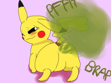 ass bending_over bent_over enjoying_farting fart fart_cloud fart_fetish farting female furry furry_female pikachu pokemon pokemon_(species) pokémon_(species) wide_hips