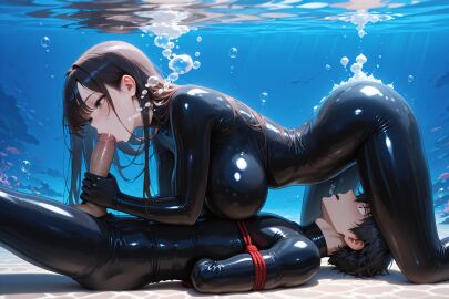 1boy 1boy1girl 1girls ai_generated big_breasts black_latex blowjob bodysuit bondage bound bound_arms bound_hands breasts dark_hair dominant_female dominatrix fellatio fellatio_domination female female_dominating_male female_domination femdom grabbing_penis green-eyed_female green_eyes handjob_while_sucking huge_breasts large_breasts latex latex_bodysuit latex_bondage latex_clothing latex_skinsuit latex_suit long-haired_female long_hair male male/female male_bondage mature mature_female mature_male oc oral oral_insertion oral_sex original_character penis penis_grab penis_in_mouth png punishment rope rope_bondage rubber rubber_bodysuit rubber_clothing self_upload shiny shiny_bodysuit shiny_clothes shiny_latex skin_tight submissive_male sucking sucking_dick sucking_penis tied tied_arms tied_male tied_up training trembling underwater underwater_sex
