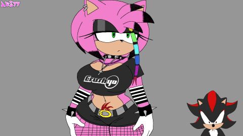 amy_rose ars99 big_breasts breasts corruption emo emo_girl female fishnet fishnet_legwear goth gothification gothified multicolored_hair nosebleed piercing scene scenecore shadow_the_hedgehog sonic_(series) sonic_the_hedgehog_(series) tattoo thick_thighs