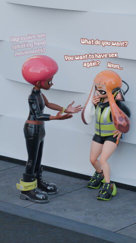 3d agent_3_(splatoon) agent_8_(splatoon) female inkling_girl kaori_(splatoon) keroink18 octoling_boy orange_hair pink_hair splatoon splatoon_(series) wo262_(3d_model_style)