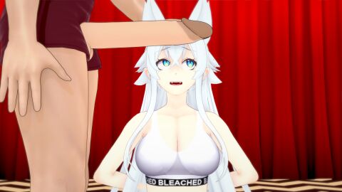 artist_request big_penis bleached bleached_clothing blue_eyes cock_shock female fenrys koikatsu lv2_kara_cheat_datta_motoyuusha_kouho_no_mattari_isekai_life male ntr penis penis_awe uncensored white_hair wolf_girl