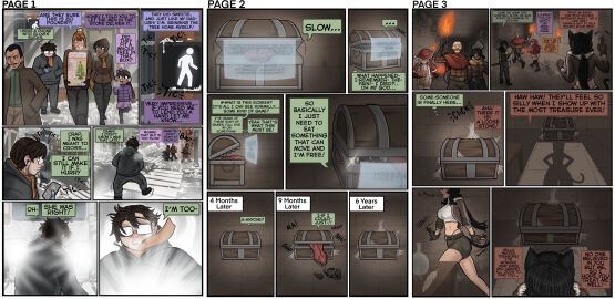 1boy adventurer ass breasts cat_girl catgirl comic female huge_ass huge_breasts male mimic mimic_chest part_1 reincarnation tabneto transformation