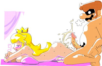 1boy 1girls 2006 blonde_hair breasts cum cum_explosion cum_trail female happy_sex huge_cock human male male/female mario mario_(series) minus8 nintendo nude parody penis princess_peach sex smile straight straight_hair uncensored white_background