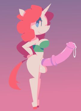 anthro balls bodily_fluids bottomless clothed clothing equid equine erection futanari genital_fluids genitals gradient_background hi_res horn horsecock intersex lottieplus mammal mythological_creature mythological_equine mythology penis precum rosie_(roselynn_meadow) shirt simple_background solo solo_focus topwear trans_woman transfem unicorn