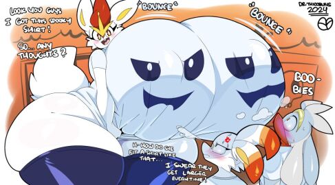 breasts cinder_(thiccbuns) cinderace female huge_breasts hyper massive_breasts pokemon pokemon_ss raboot robbie_(thiccbuns) scorbunny scorch_(thiccbuns) tagme thiccbuns thighhighs