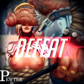 1boy 1girls bad_end balls bhm big_balls big_breasts big_penis blizzard_entertainment blonde_hair bondage breasts defeated female femsub larger_male male maledom mercy nipples overwatch overwatch_2 overweight overweight_male penis pewter-boi pubic_hair roadhog rope size_difference smaller_female text thick_penis tied_up veiny_penis