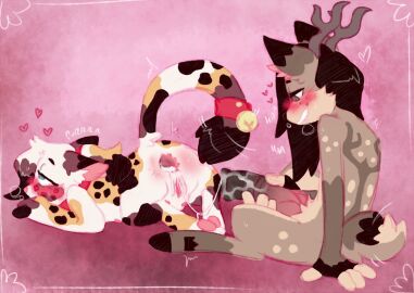 anal anal_sex animal_genitalia animal_penis anthro antlers anus ass bell bell_collar blush bodily_fluids collar cum cum_drip cum_in_ass cum_inside deer dripping duo equine_genitalia equine_penis felid feline female gaping gaping_anus genital_fluids genitals horn humanoid_genitalia humanoid_pussy hybrid hybrid_genitalia hybrid_penis knot knotted_equine_penis knotted_penis male male/female mammal milkycalico passionate penetration penis pussy