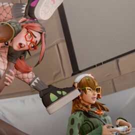 1boy 2024 2girls 3d blender clothed clothing controller dark-skinned_male dark_skin epic_games faceless_character faceless_male female female_penetrated fishnet fishnet_legwear fishnets fortnite fortnite:_battle_royale freckles freckles_on_face full_nelson gamer_girl ginger ginger_hair glasses green_eyes helsie_(fortnite) hi_res highres interracial jtopau legs_up legwear light-skinned_female light_skin looking_pleasured male male_penetrating male_penetrating_female meme multicolored_hair oblivious oblivious_woman_in_glasses_playing_video_games_(meme) offscreen_male offscreen_sex pj_(fortnite) pleasure_face secret_sex sex shoes sitting spitfire_(fortnite) standing_full_nelson trio unaware unseen_male_face watermark