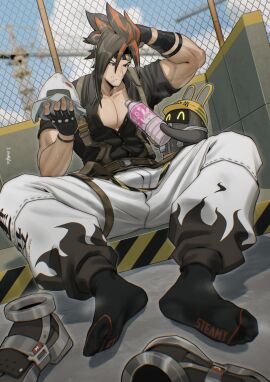 1boy anton_ivanov bara boots boots_removed construction_site doodlefish75 feet feet_focus fingerless_gloves foot_fetish gay gay_domination gay_male gloves hoyoverse male male_focus male_only muscles muscular muscular_male musk musk_clouds musky_feet musky_socks rice_ball shoes shoes_off shoes_removed sneakers socks solo_male stinky_feet stinky_socks suspenders sweaty sweaty_feet toned toned_body toned_male yaoi zenless_zone_zero