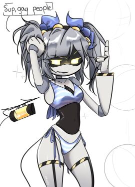 bikini garter_straps j_(murder_drones) murder_drones speech_bubble