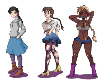 absurdres before_and_after bimbofication blonde_hair breasts dark_skin ebonization empty_eyes female female_only femsub ganguro gyaru large_breasts open_clothes original spiral_eyes symbol_in_eyes tanya_(tsuchihara_k) thighhighs transformation tsuchihara_k