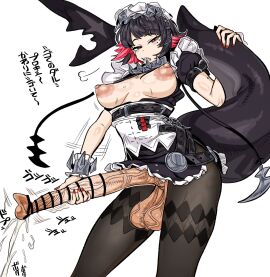 1futa areolae balls bangs bar_censor big_breasts black_hair breasts breasts_out censored clothed clothing cumming ellen_joe erection female futa_only futanari huge_cock human intersex light-skinned_futa light_skin long_corona_of_glans_penis long_penis maid masturbation medium_breasts mostly_clothed nipples pantyhose penis red_hair shark_girl shark_tail sharp_teeth short_hair sigh solo standing tetugakuzonbi thick_thighs victoria_housekeeping zenless_zone_zero