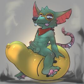 absurd_res anthro badipoki ball_tuft balloon balloon_fetish balls buckteeth eyewear genitals goggles hi_res humanoid_genitalia humanoid_penis inflatable league_of_legends male mammal murid murine pawpads penis rat rat_tail riot_games rodent scarf sitting sitting_on_balloon sitting_on_object smiley_face solo tail teeth tencent tongue tongue_out tuft twitch_(lol)