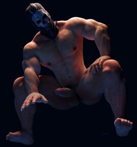 1boy 3d balls call_of_duty call_of_duty_modern_warfare_2_(2022) ghost_(modern_warfare_2) jdx054 light-skinned_male light_skin male male_only mask masked masked_male muscular muscular_male penis simon_riley solo solo_male