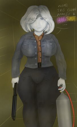 big_ass big_breasts breasts female original_character shotgun
