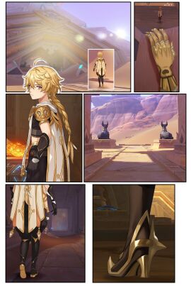 aether_(genshin_impact) blonde_hair body_swap body_switch genshin_impact male male_only sole_male stalking temple