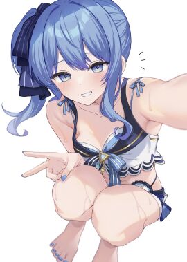 1girls bare_skin bikini blue_hair breasts coha350 female hololive hololive_gen_0 hololive_japan hoshimachi_suisei looking_at_viewer shy small_breasts solo swimsuit tagme virtual_youtuber