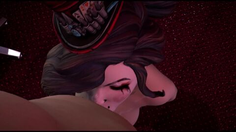 1boy 1girls 3d 3d_animation animated blowjob borderlands borderlands_3 breast_tattoo cum cum_on_breasts cum_on_face cum_on_penis faceless_male gearbox_software large_breasts mad_moxxi makeup no_sound red_lipstick shorter_than_30_seconds sleeping9to5 sucking_penis tagme video