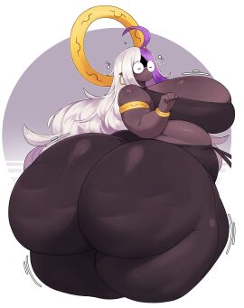 action_lines ahoge angel ass ass_bigger_than_head ass_bigger_than_torso ass_focus ass_jiggle bbw big_ass big_belly big_breasts big_hips big_stomach breast_jiggle breasts breasts_bigger_than_head breasts_jiggling bubble_ass bubble_butt butt_focus butt_jiggle cellulite chubby chubby_female circle_background cleavage closed_hand closed_hands dark-skinned_female dark_skin drowsy earrings eyes_closed fat fat_arms fat_ass fat_belly fat_butt fat_female fat_hands female gigantic_ass glasses gold_accessories gold_accessory gold_armband gold_bracelet gold_jewelry halo hand hips hips_wider_than_shoulders huge_ass huge_belly huge_breasts huge_hips huge_stomach hyper_ass jiggle jiggling jiggling_ass jiggling_breasts jiggling_butt jogging_pants long_hair massive_ass multicolored_hair obese obese_female omega_(sewerseraph) ophanim_(christianity) overweight overweight_female purple_hair sewerseraph shadow_over_eyes shelf_booty simple_background simple_eyes simple_face skin_tight skin_tight_outfit skindentation skintight sleep_bubble sleepy sports_bra sportswear stackydraws stomach_bulge straight_hair thick_thighs thighs two-tone_hair voluptuous voluptuous_female white_background white_hair wide_hips