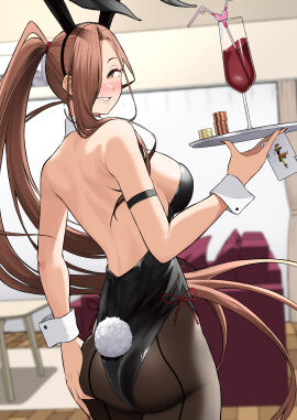 1girls ass ass_cleavage ass_crack back bare_armpits bare_arms bare_back bare_hands bare_shoulders bare_skin big_breasts black_bunny_ears black_bunnygirl_costume black_bunnysuit black_hairband black_legwear black_leotard black_pantyhose black_topwear blurred_background blurry_background blush blush_face blushed_face blushing_at_viewer blushing_face blushing_female breasts brown-eyed_female brown-haired_female brown_eyebrows brown_eyes brown_hair bunny_ears bunny_girl bunny_tail bunnygirl_outfit busty busty_female busty_teenager butt_crack collar dot_nose drink elbows exposed exposed_arms exposed_back exposed_shoulders female female_focus female_only fingernails fingers grin hair_over_one_eye hair_tie hairband hamazaki_risa hand_on_ass hand_on_butt hand_on_own_ass hand_on_own_butt head_tilt high_resolution high_school_student highres hourglass_figure imaizumin-chi_wa_douyara_gal_no_tamariba_ni_natteru_rashii indoor indoors large_breasts lean_figure legs legwear leotard light-skined_female light-skinned_female light_skin lips long_hair looking_at_viewer looking_back narrow_waist nori_gorou pantyhose parted_bangs ponytail red_hair_tie schoolgirl shoulders sideboob slender_body slender_waist slim_female slim_waist smile smiley_face smiling smiling_at_viewer smirk smooth_skin solo standing teenage_female teenager thick_ass thick_thighs thighs thin_waist topwear tray upper_body white_collar white_wrist_cuffs wide_hips wrist_cuffs